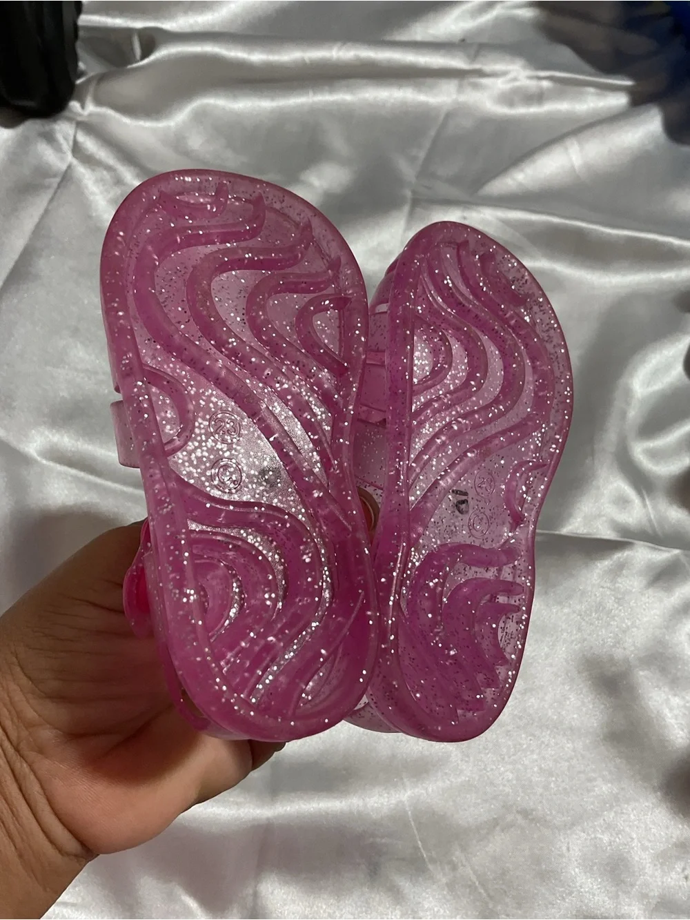 Pink Glitter Jelly Bow Kids Shoes